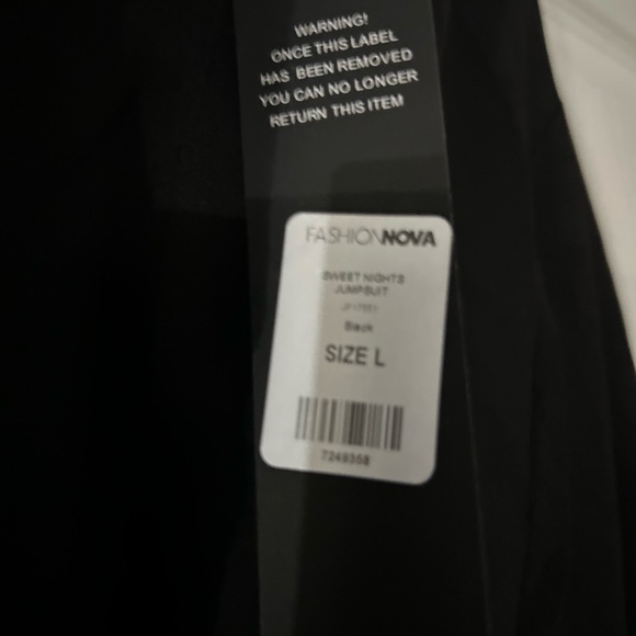 Fashion Nova formal jumpsuit, L ,blk w diamond trimmed open outlines, New, tags - Picture 5 of 11